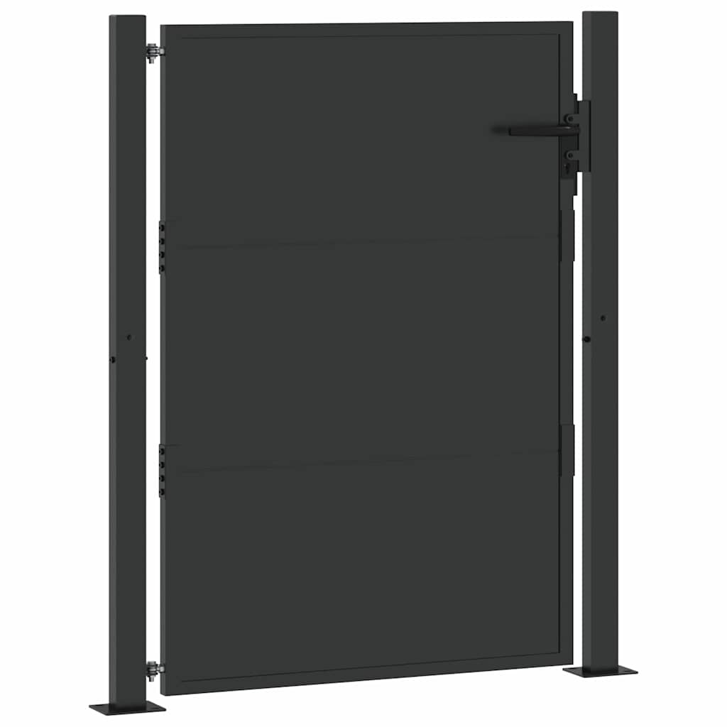 Vrtna vrata Crna 110 x 155 cm Čelik s prahom premazan
