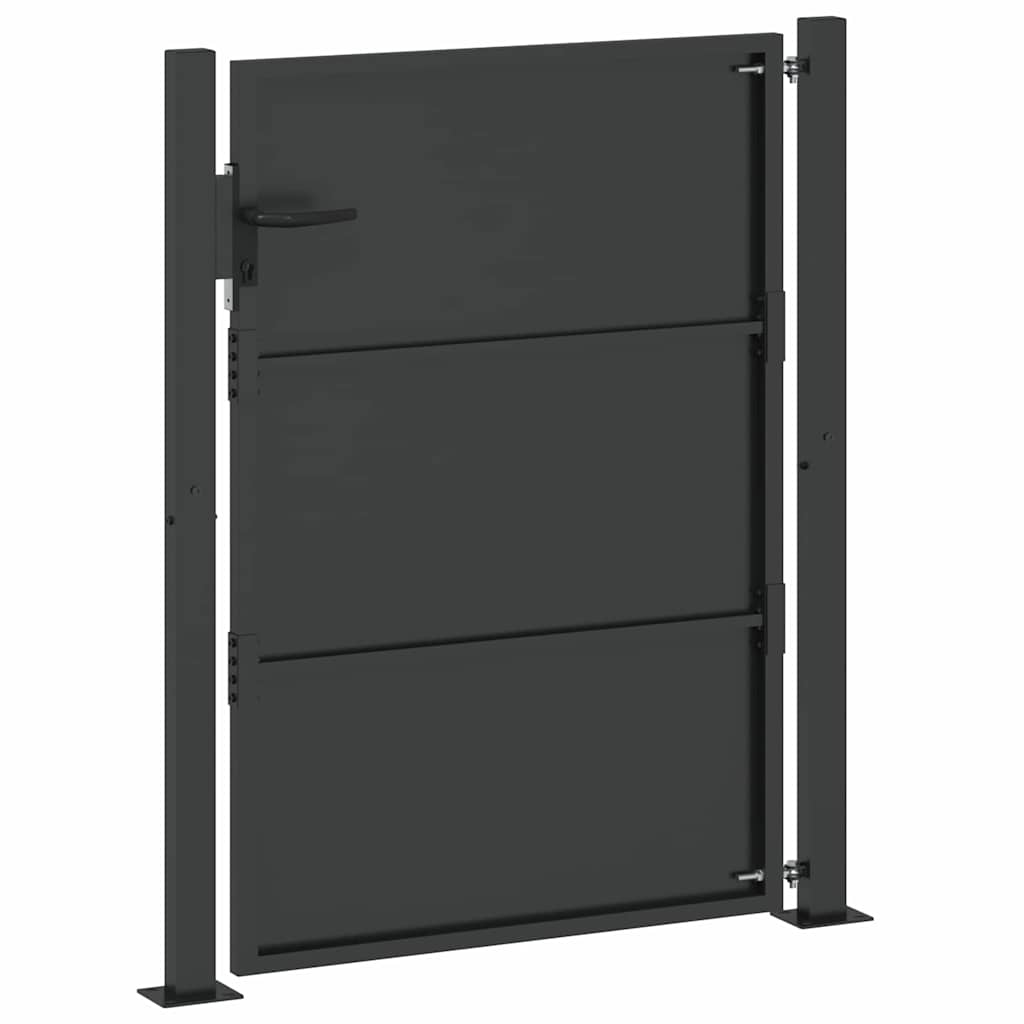 Vrtna vrata Crna 110 x 155 cm Čelik s prahom premazan