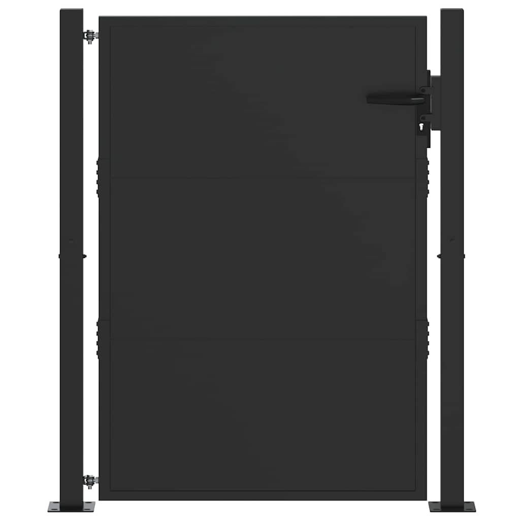 Vrtna vrata Crna 110 x 155 cm Čelik s prahom premazan