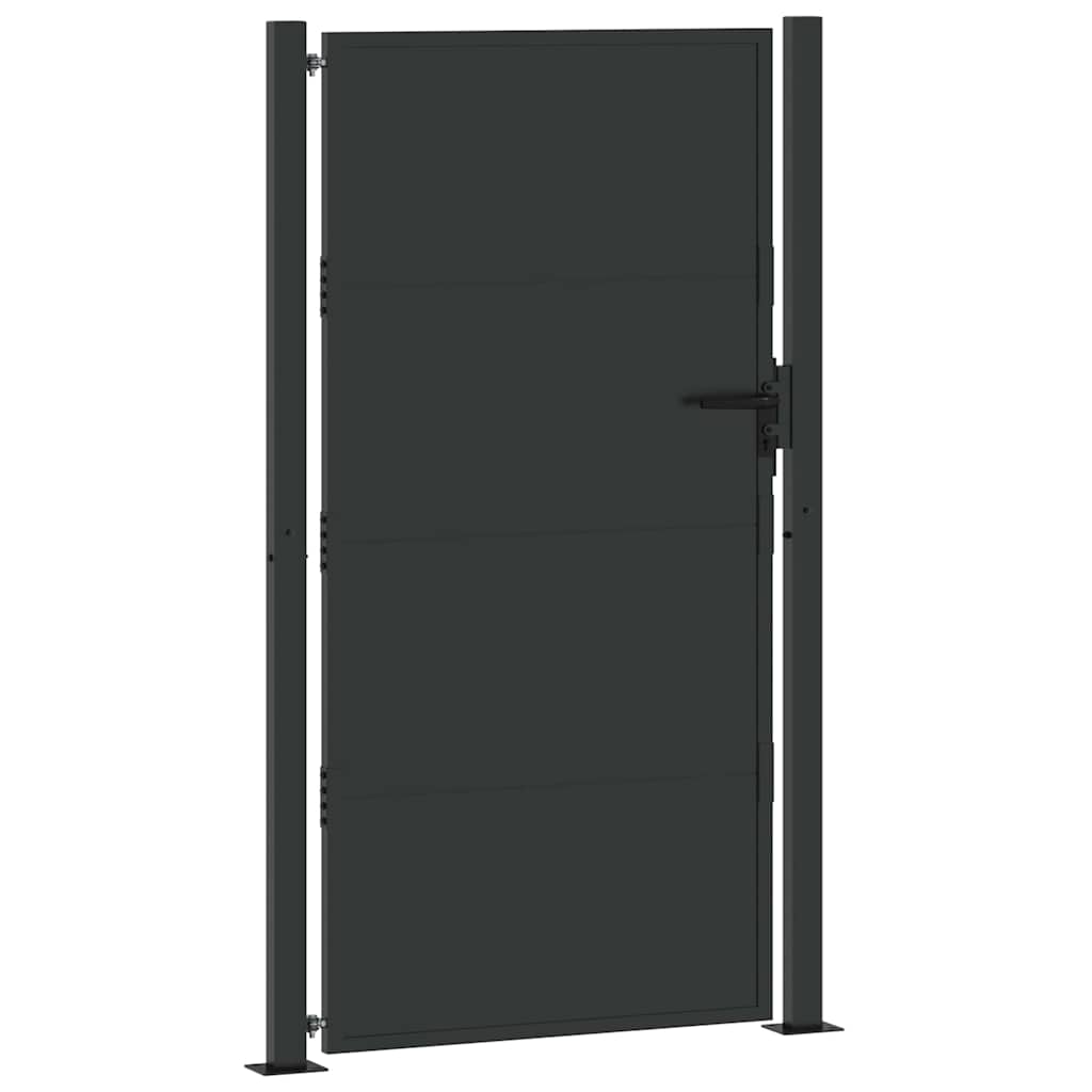 Vrtna vrata Crna 110 x 180 cm Čelik s prahom premazan