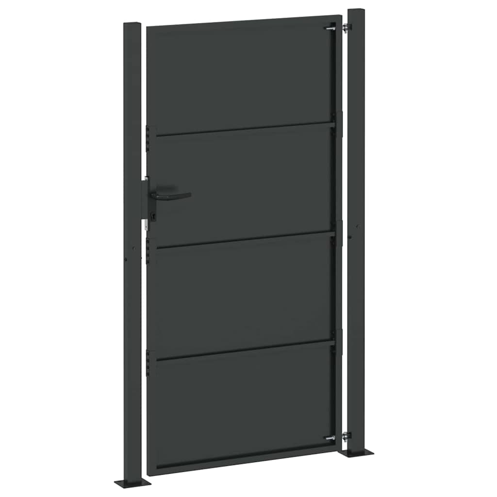 Vrtna vrata Crna 110 x 180 cm Čelik s prahom premazan