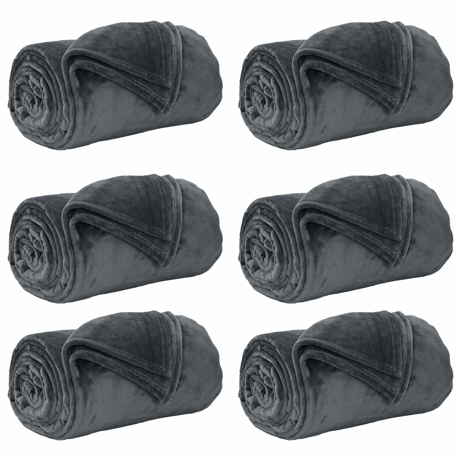 Pokrivači za bacanje 6 pcs Tamno siva 240 x 270 cm Runo