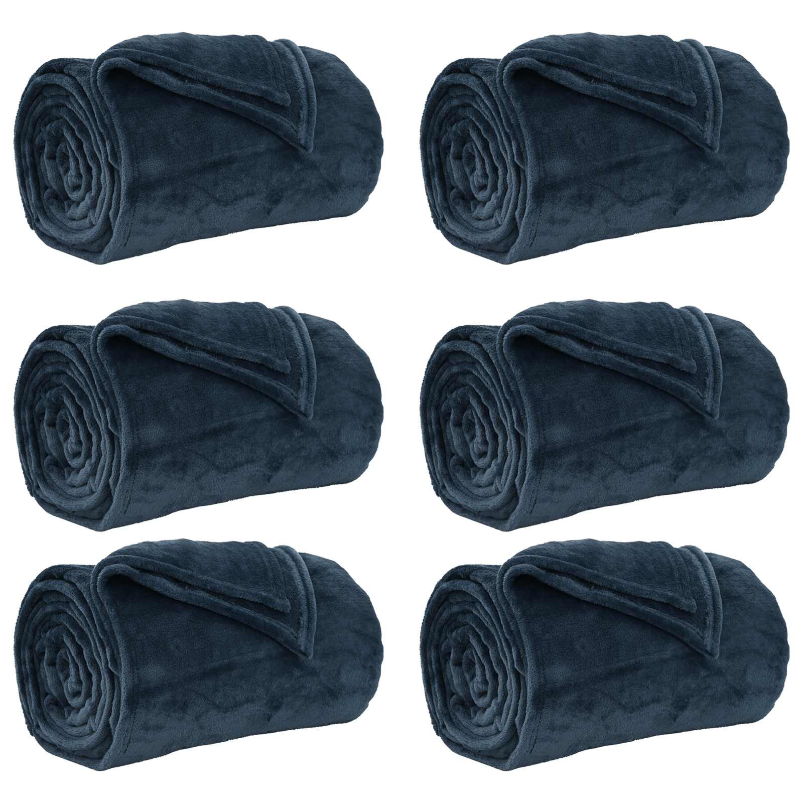Pokrivači za bacanje 6 pcs Mornarsko plava 240 x 270 cm Runo