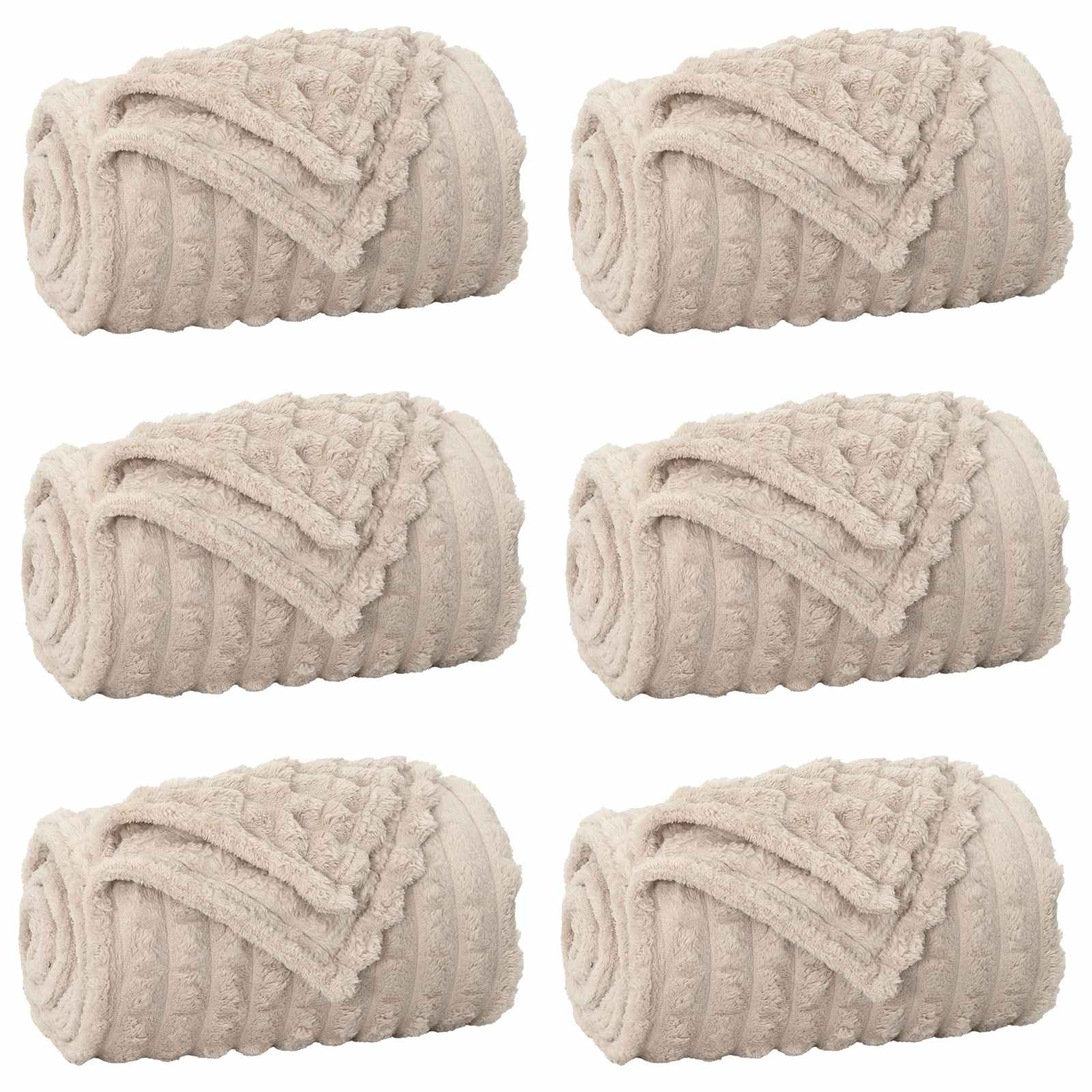 Pokrivači za bacanje 6 pcs Bež 200 x 150 cm Runo