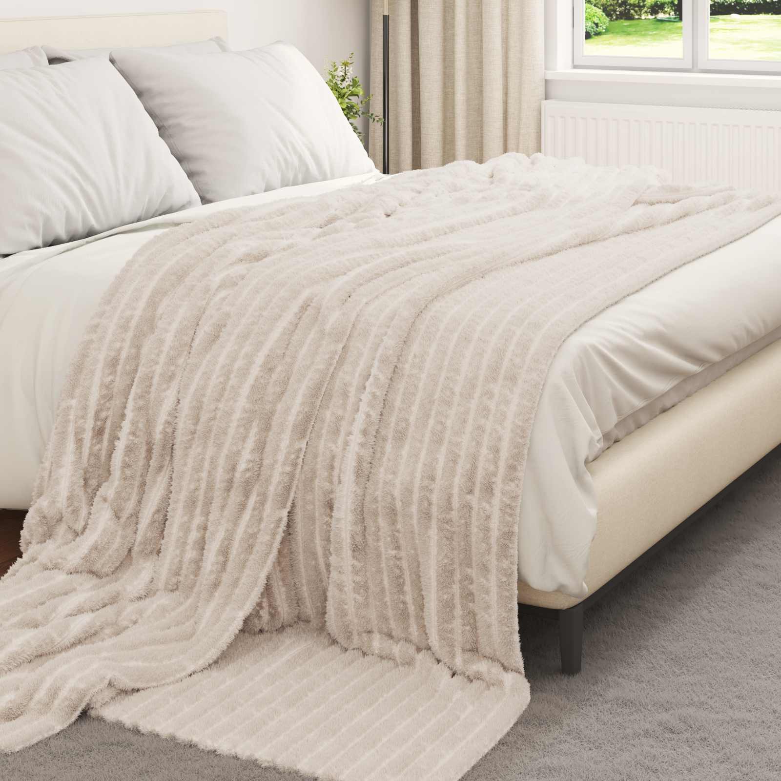 Pokrivači za bacanje 6 pcs Bež 270 x 240 cm Runo