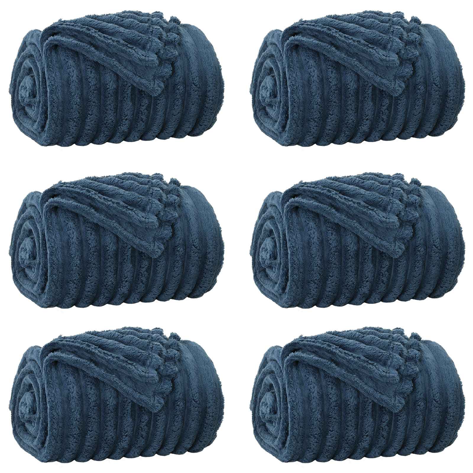 Pokrivači za bacanje 6 pcs Mornarsko plava 240 x 220 cm Runo