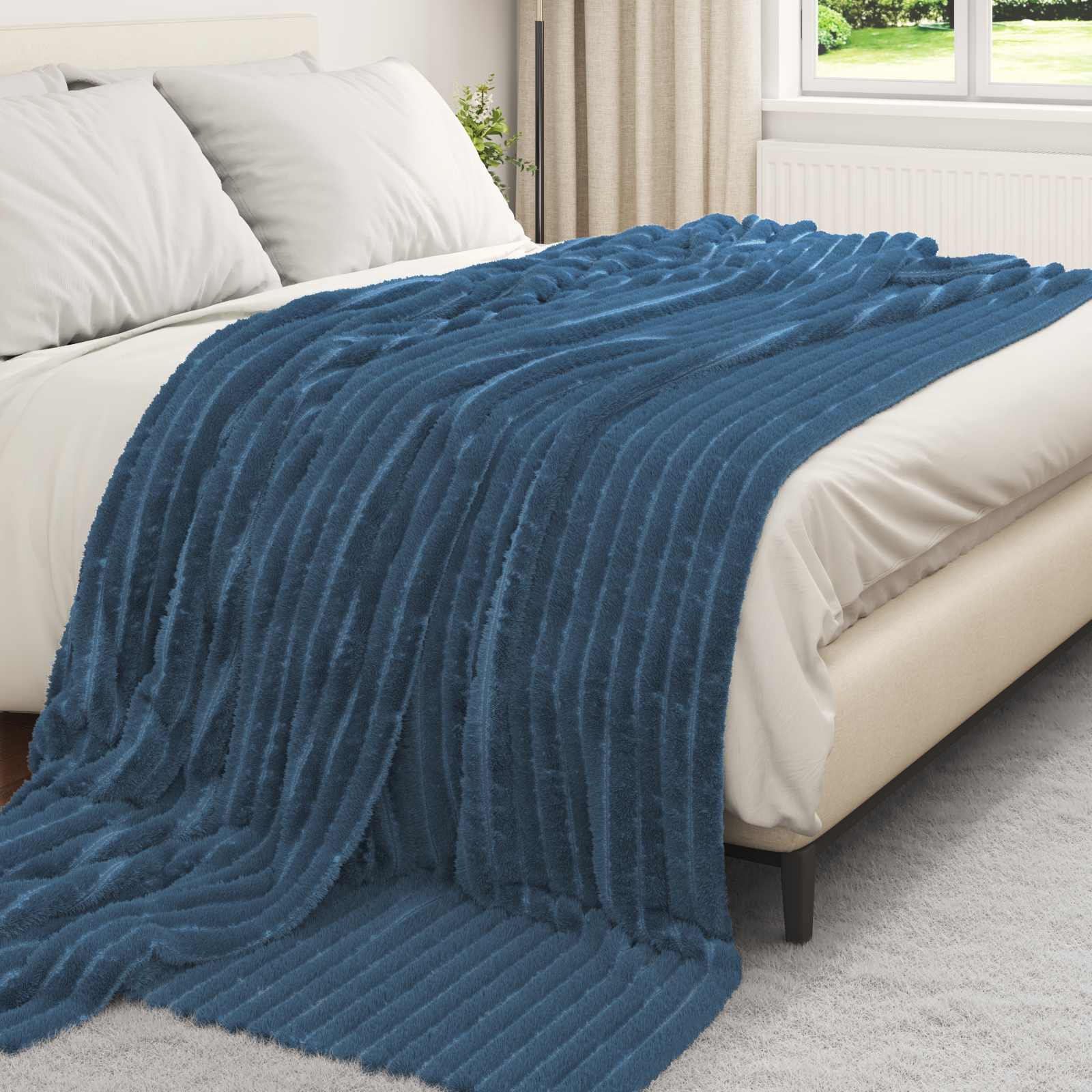 Pokrivači za bacanje 6 pcs Mornarsko plava 270 x 240 cm Runo