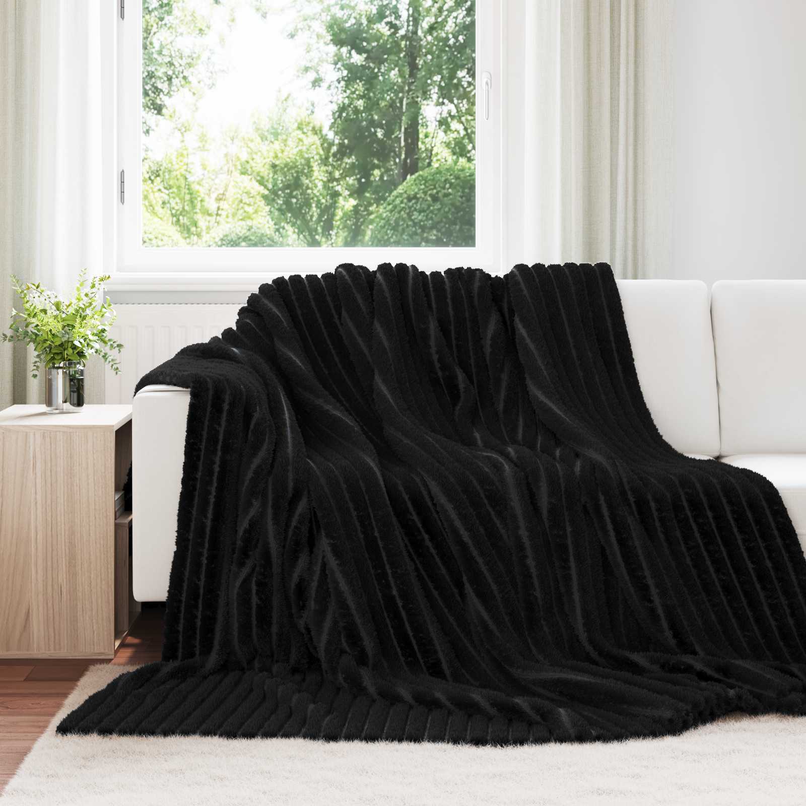 Pokrivači za bacanje 6 pcs Crna 240 x 220 cm Runo