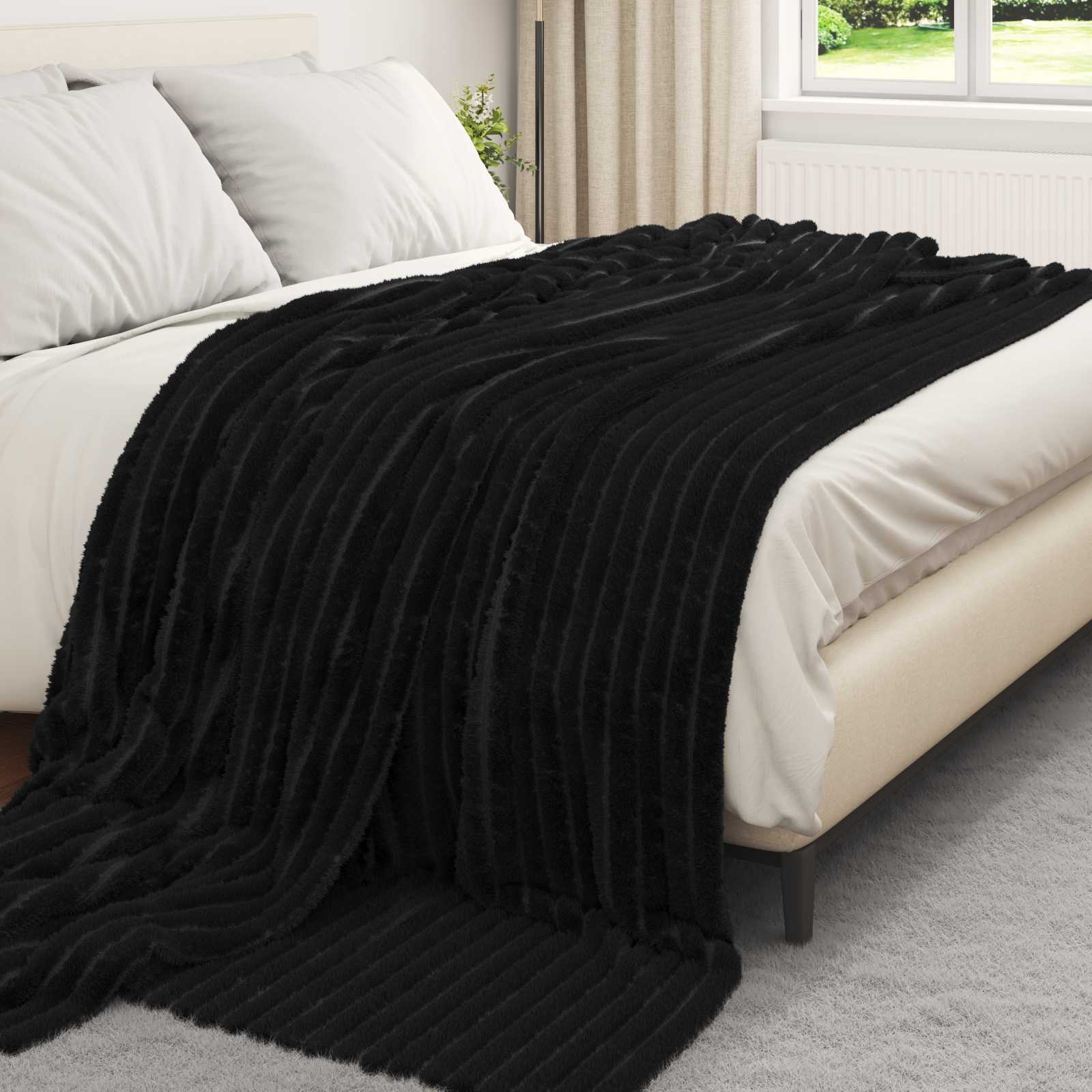 Pokrivači za bacanje 6 pcs Crna 240 x 220 cm Runo