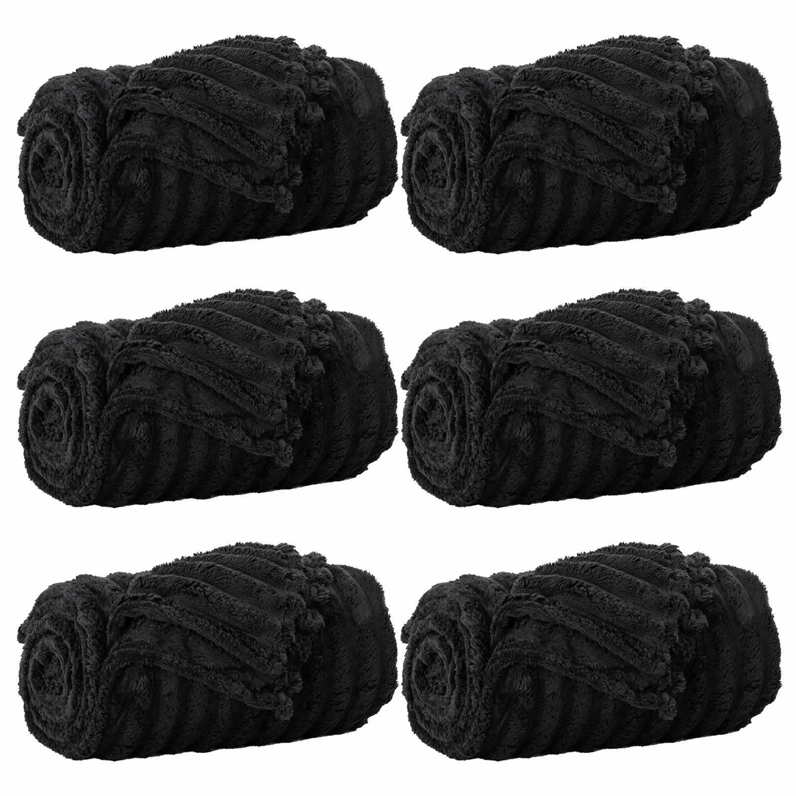 Pokrivači za bacanje 6 pcs Crna 270 x 240 cm Runo