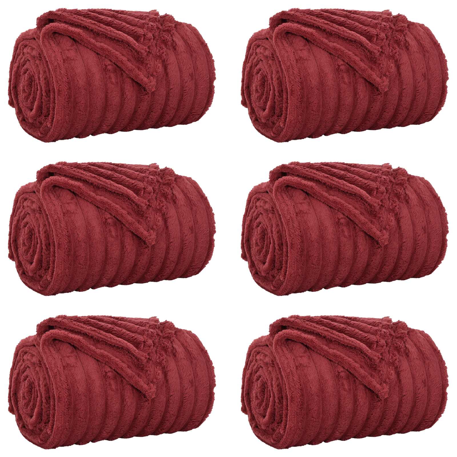 Pokrivači za bacanje 6 pcs Bordeaux Crvena 240 x 220 cm Runo