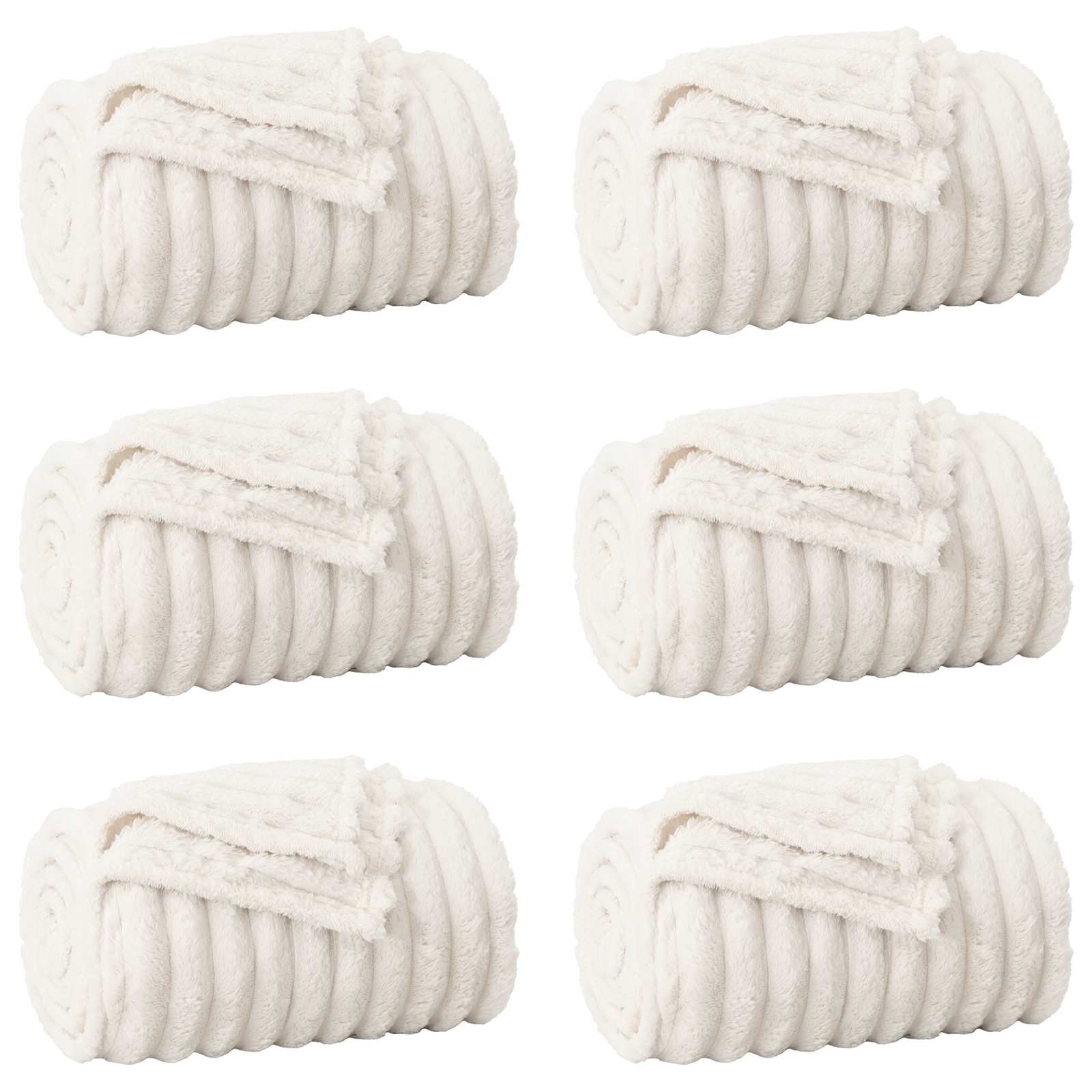 Pokrivači za bacanje 6 pcs Krema 200 x 150 cm Runo