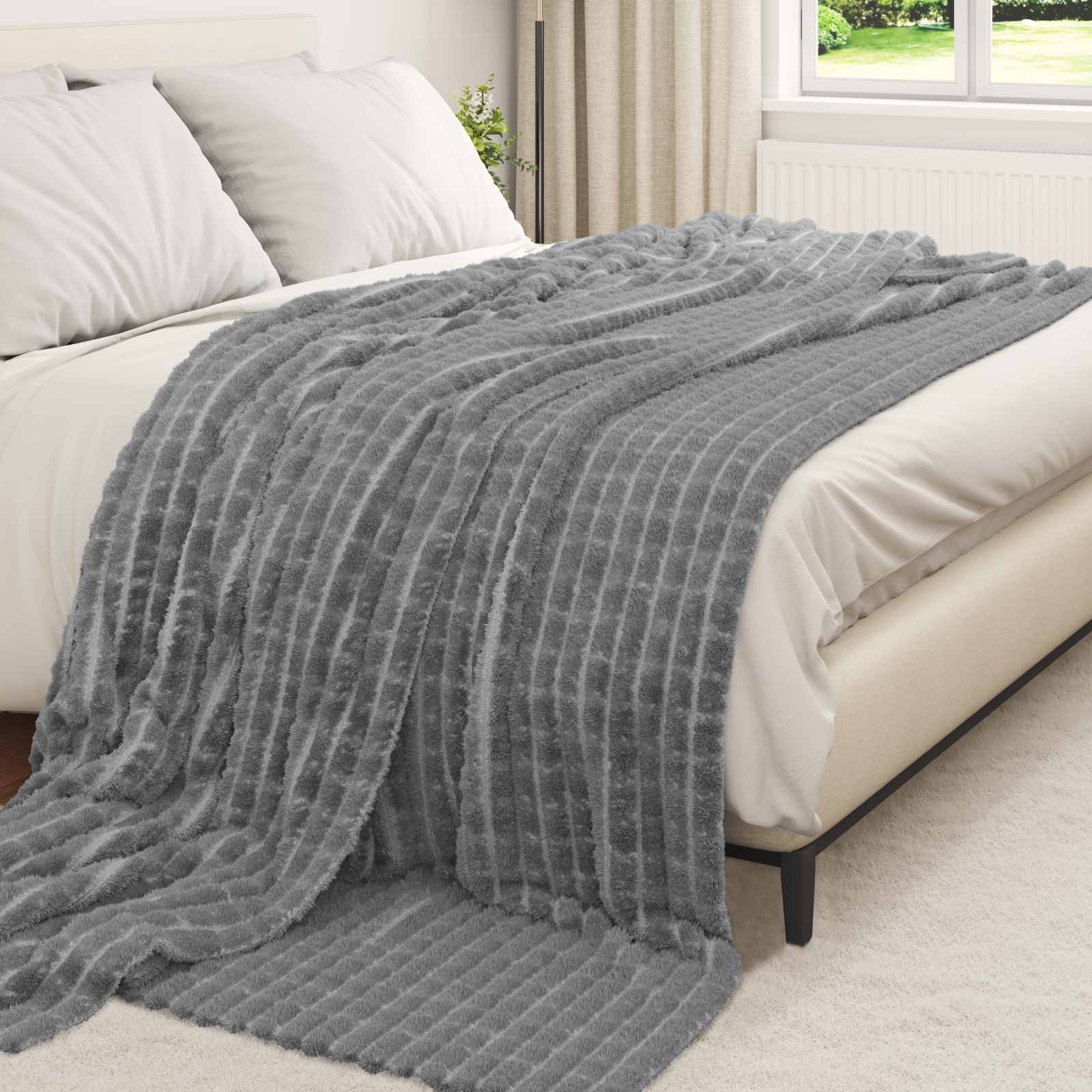 Pokrivači za bacanje 6 pcs Tamno siva 240 x 220 cm Runo