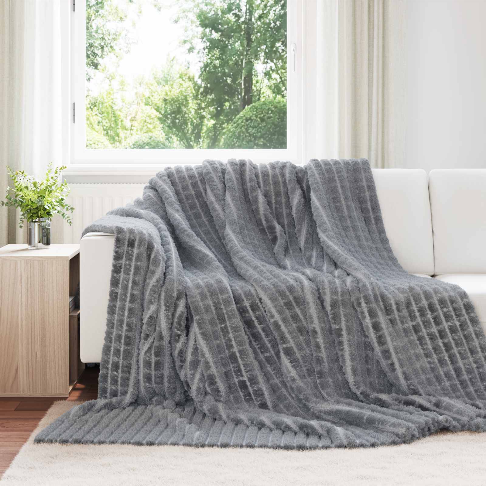 Pokrivači za bacanje 6 pcs Tamno siva 270 x 240 cm Runo
