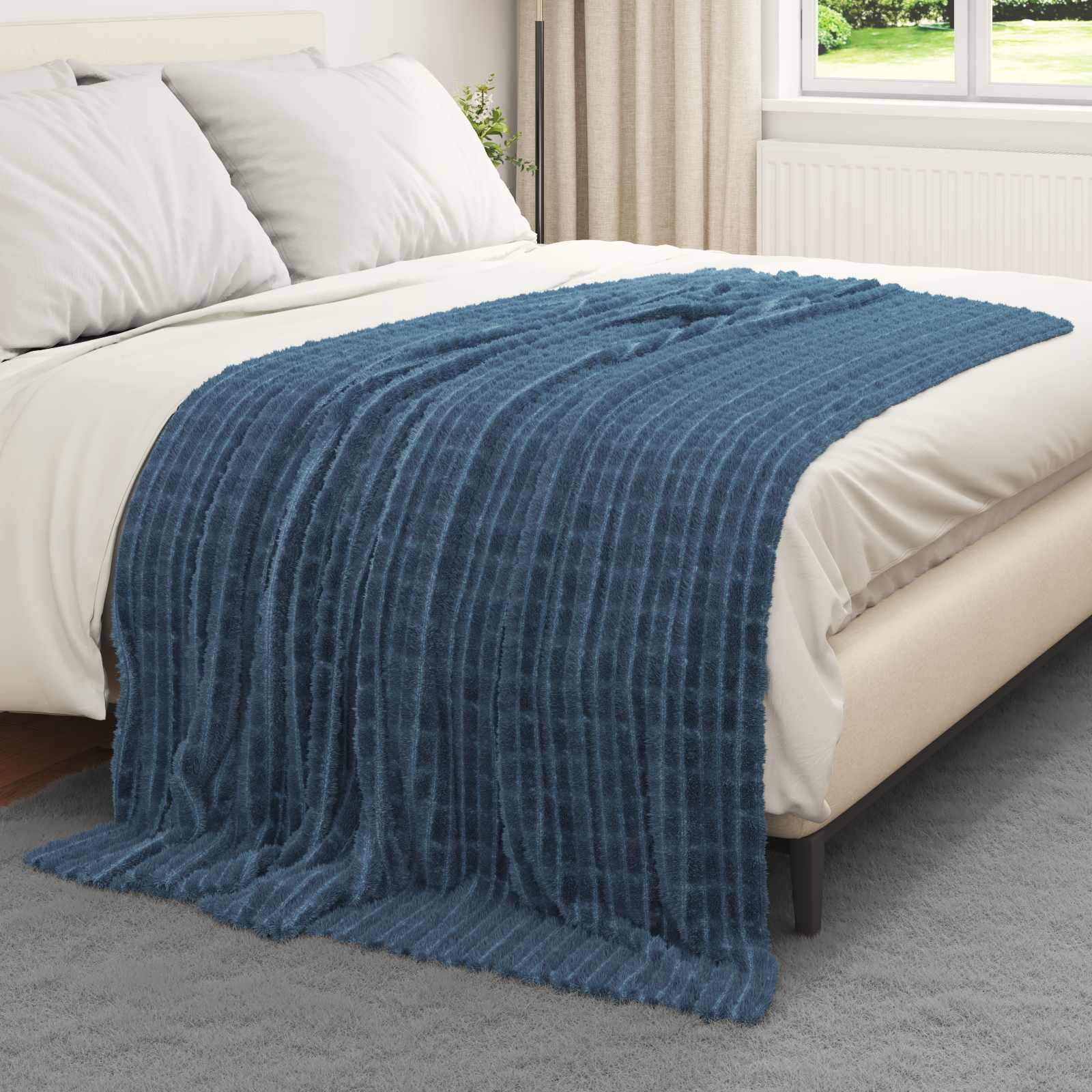 Pokrivači za bacanje 6 pcs Mornarsko plava 200 x 150 cm Runo