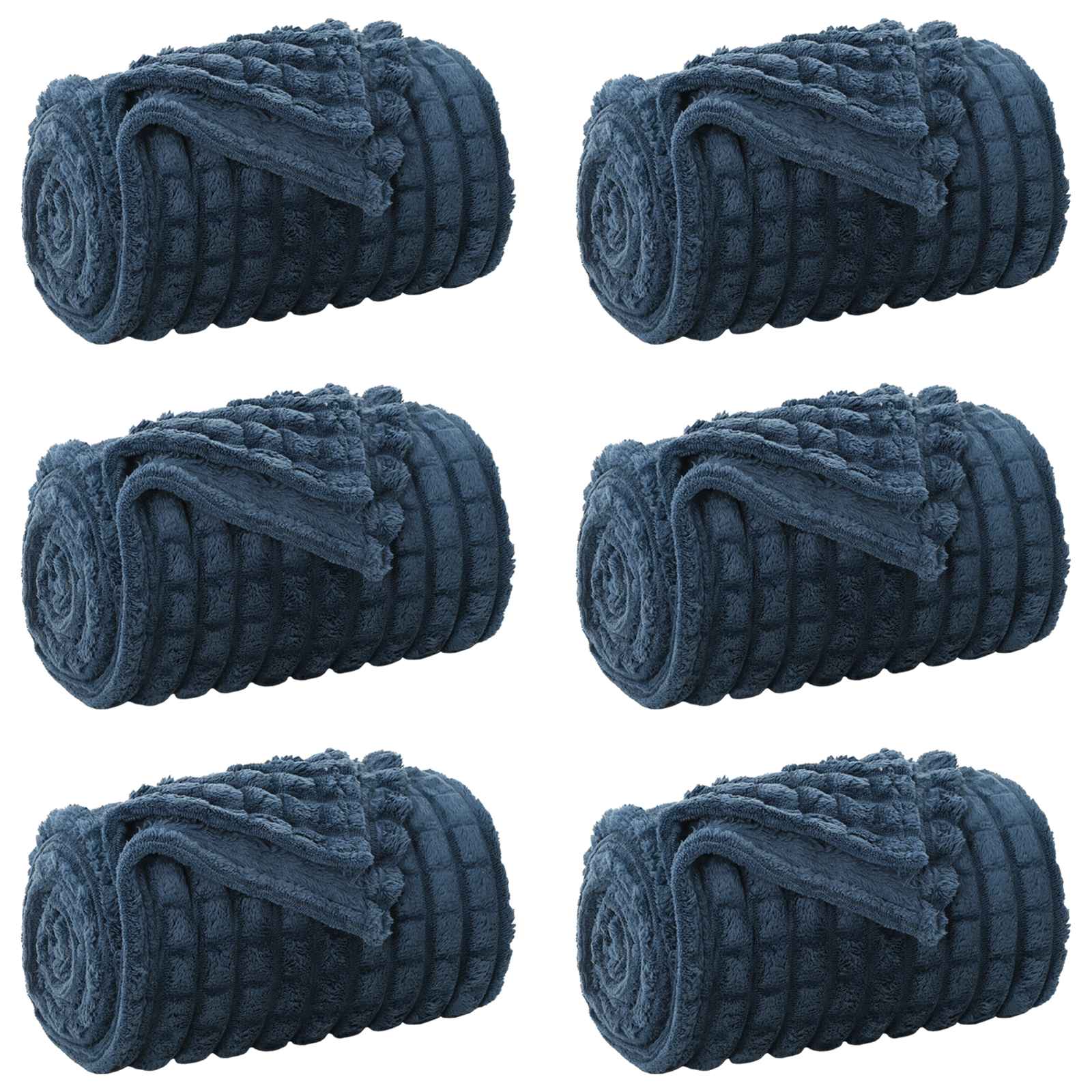 Pokrivači za bacanje 6 pcs Mornarsko plava 240 x 220 cm Runo