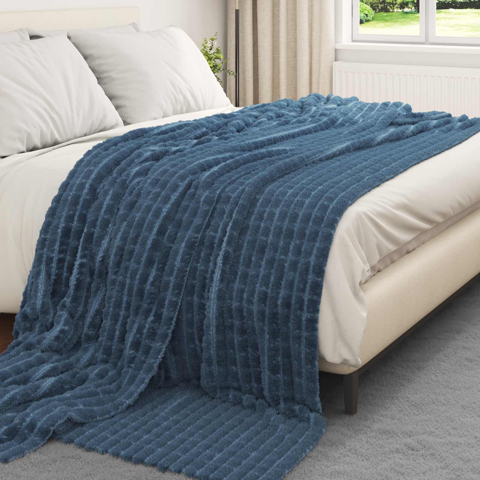 Pokrivači za bacanje 6 pcs Mornarsko plava 270 x 240 cm Runo