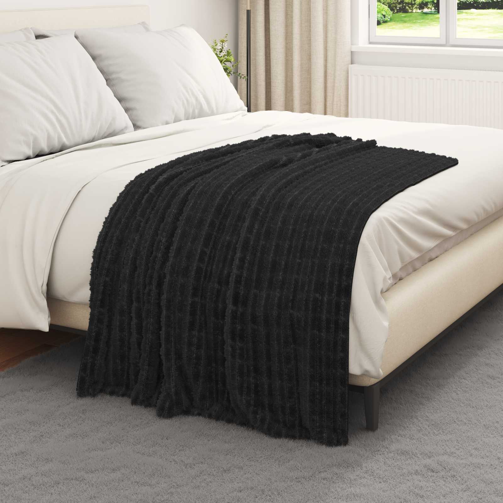 Pokrivači za bacanje 6 pcs Crna 150 x 130 cm Runo