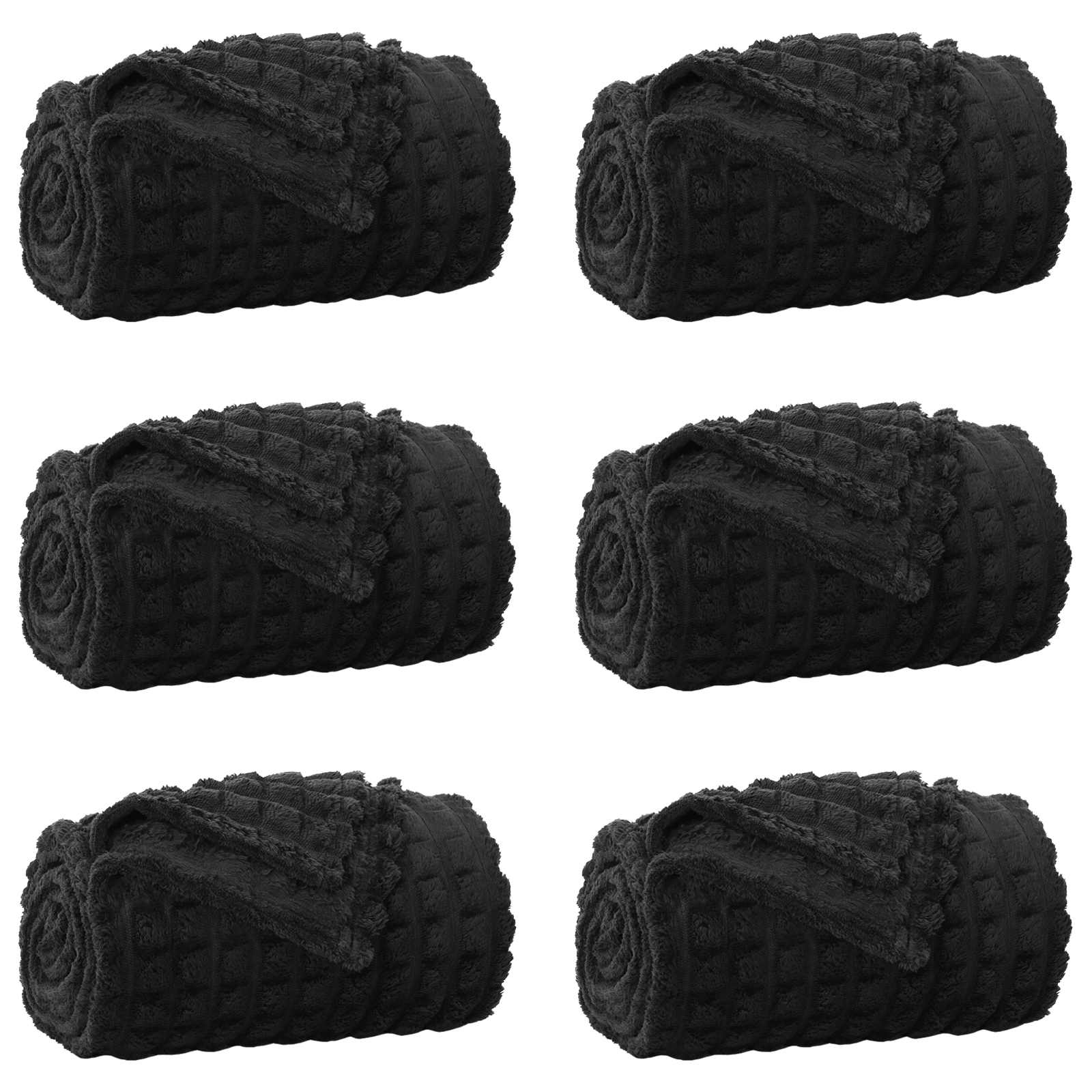 Pokrivači za bacanje 6 pcs Crna 200 x 150 cm Runo