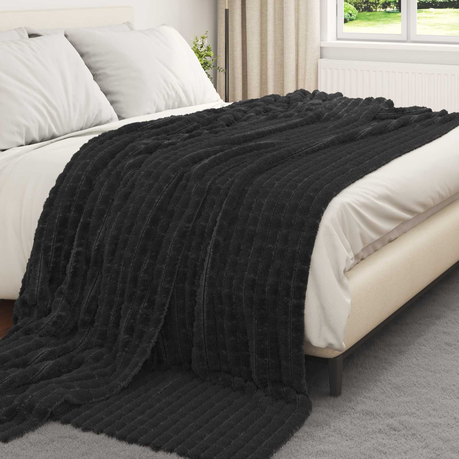 Pokrivači za bacanje 6 pcs Crna 270 x 240 cm Runo