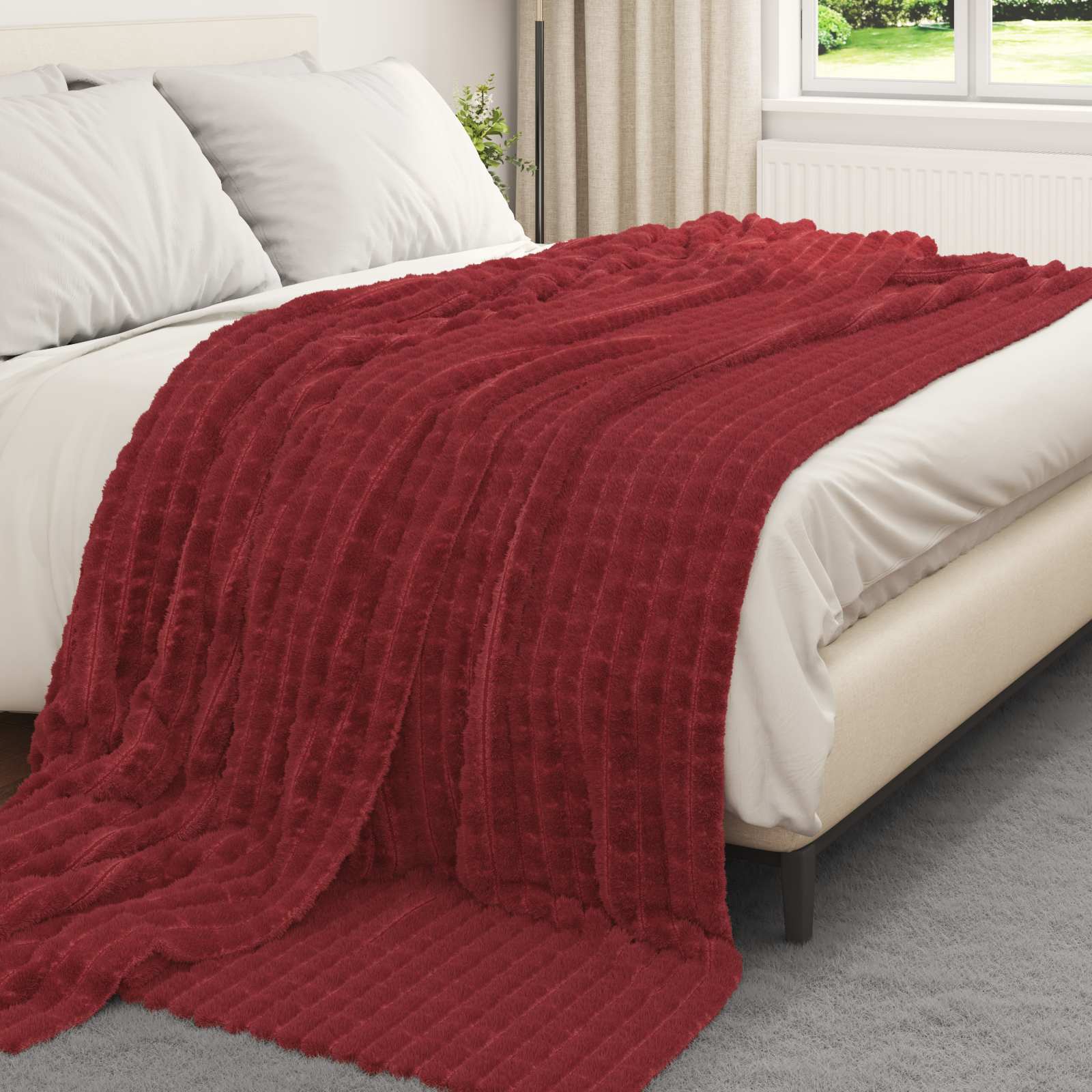 Pokrivači za bacanje 6 pcs Bordeaux Crvena 240 x 220 cm Runo
