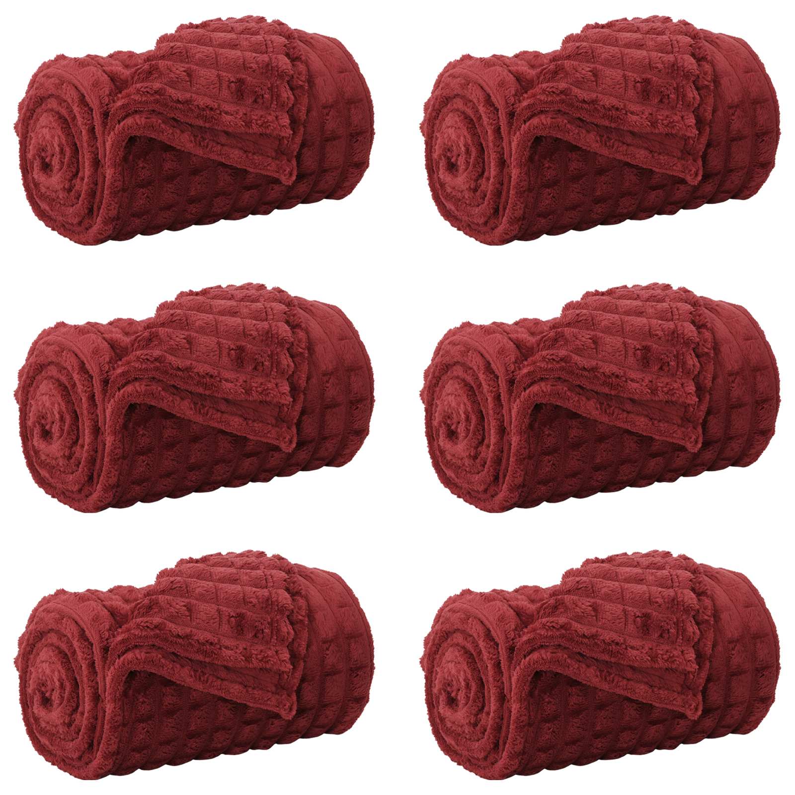 Pokrivači za bacanje 6 pcs Bordeaux Crvena 240 x 220 cm Runo