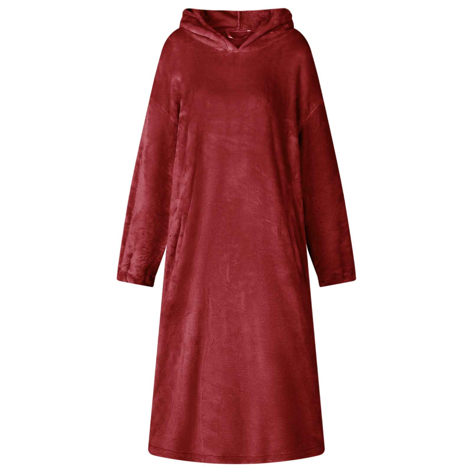 Deka majica s kapuljačom Bordeaux Crvena m Flanel