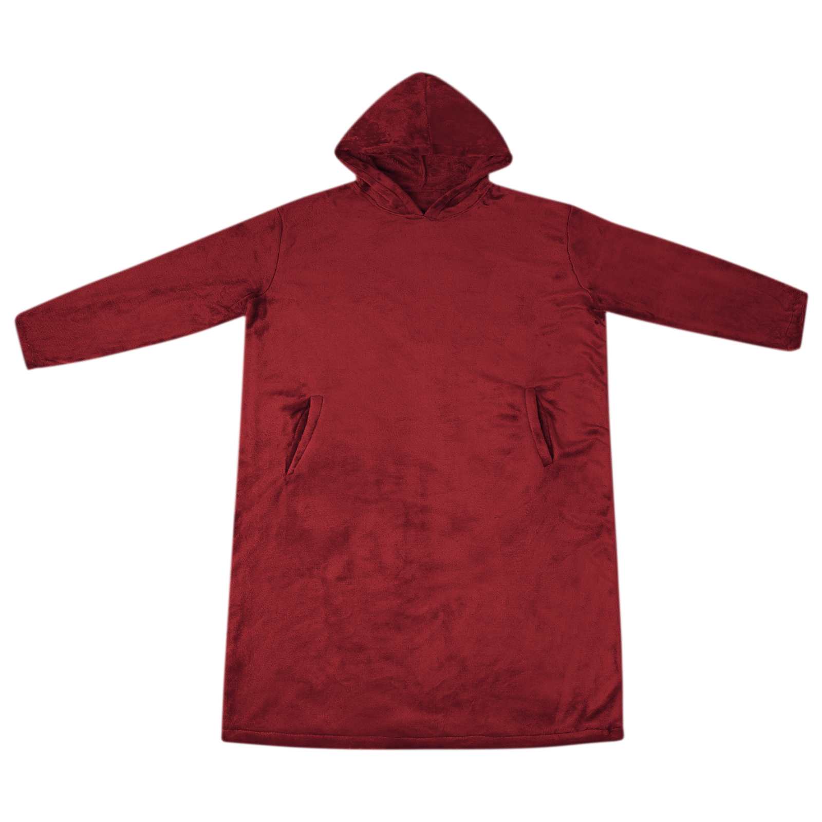 Deka majica s kapuljačom Bordeaux Crvena m Flanel