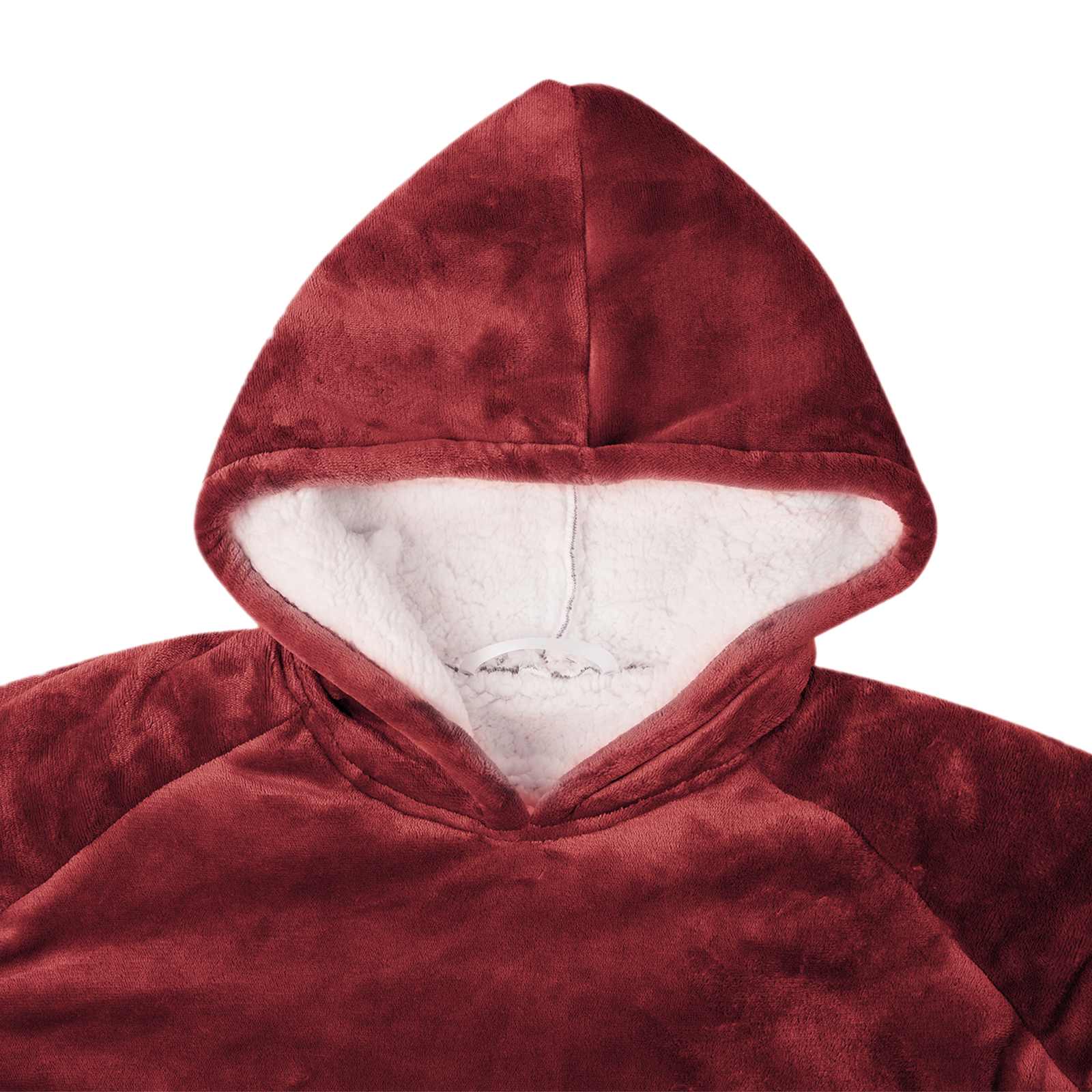 Deka majica s kapuljačom Bordeaux Crvena L Flis i flanel