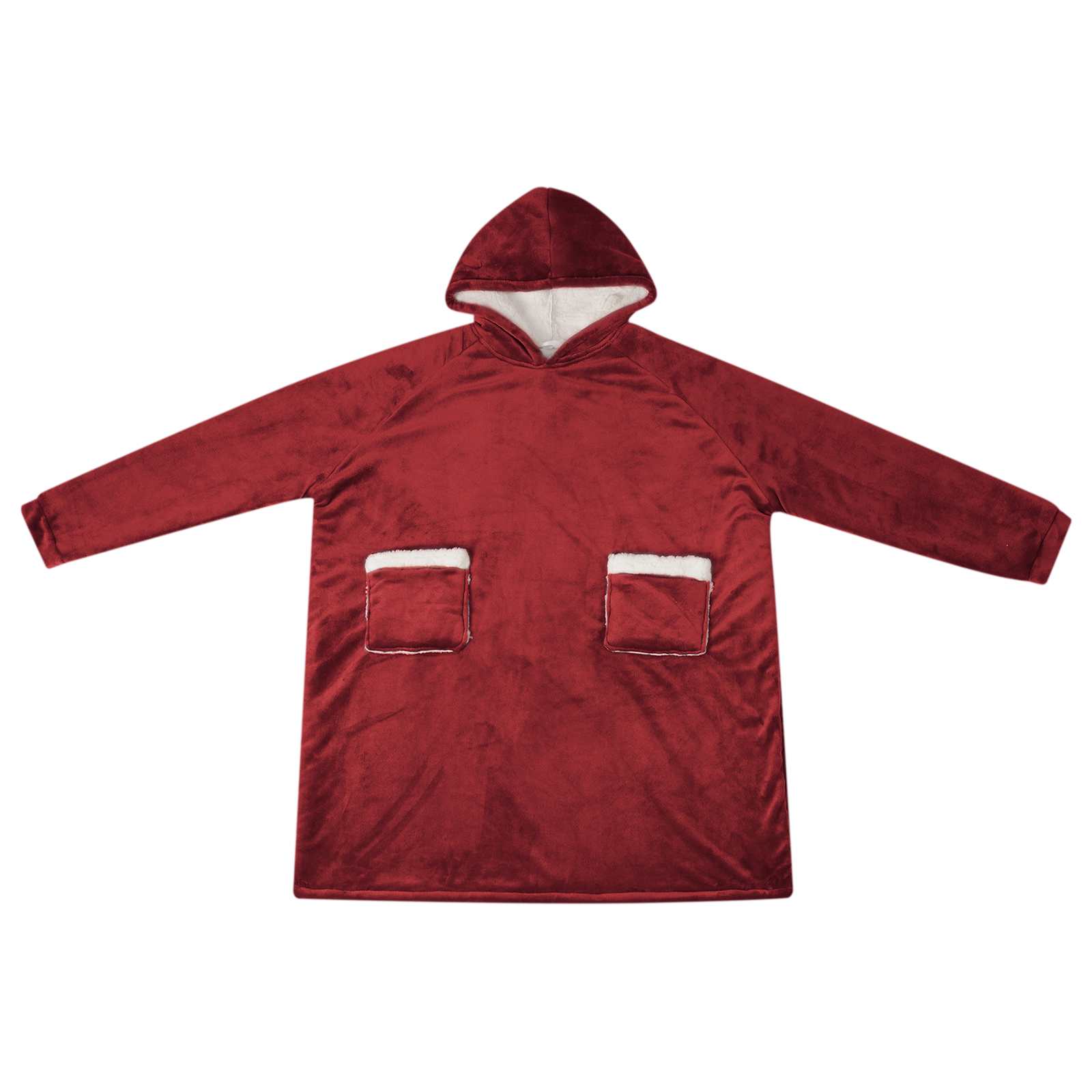 Deka majica s kapuljačom Bordeaux Crvena L Flis i flanel