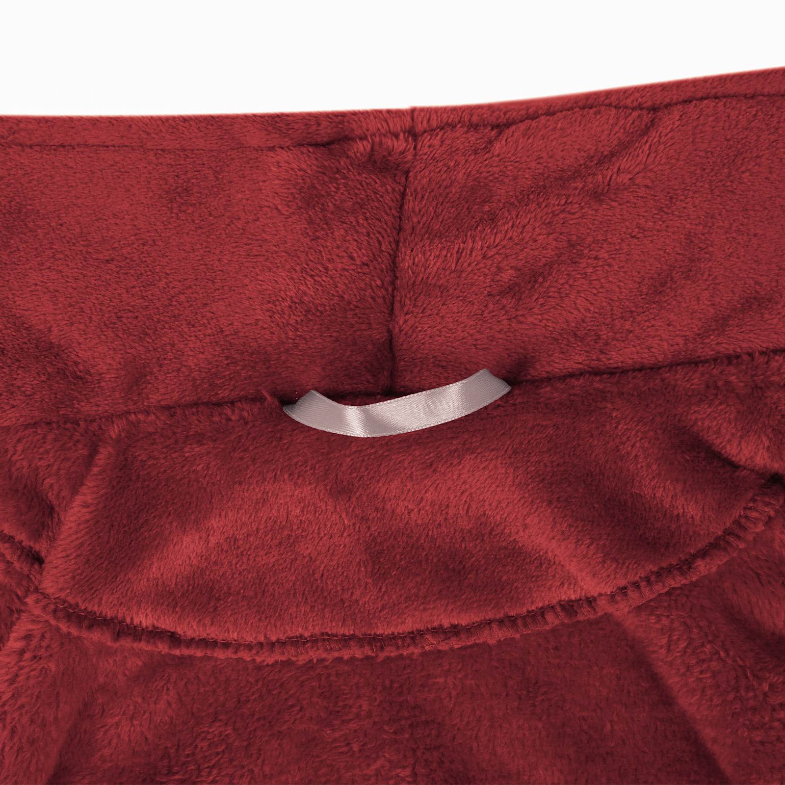 Bade mantil bez kapuljače Bordeaux Crvena s Flanel