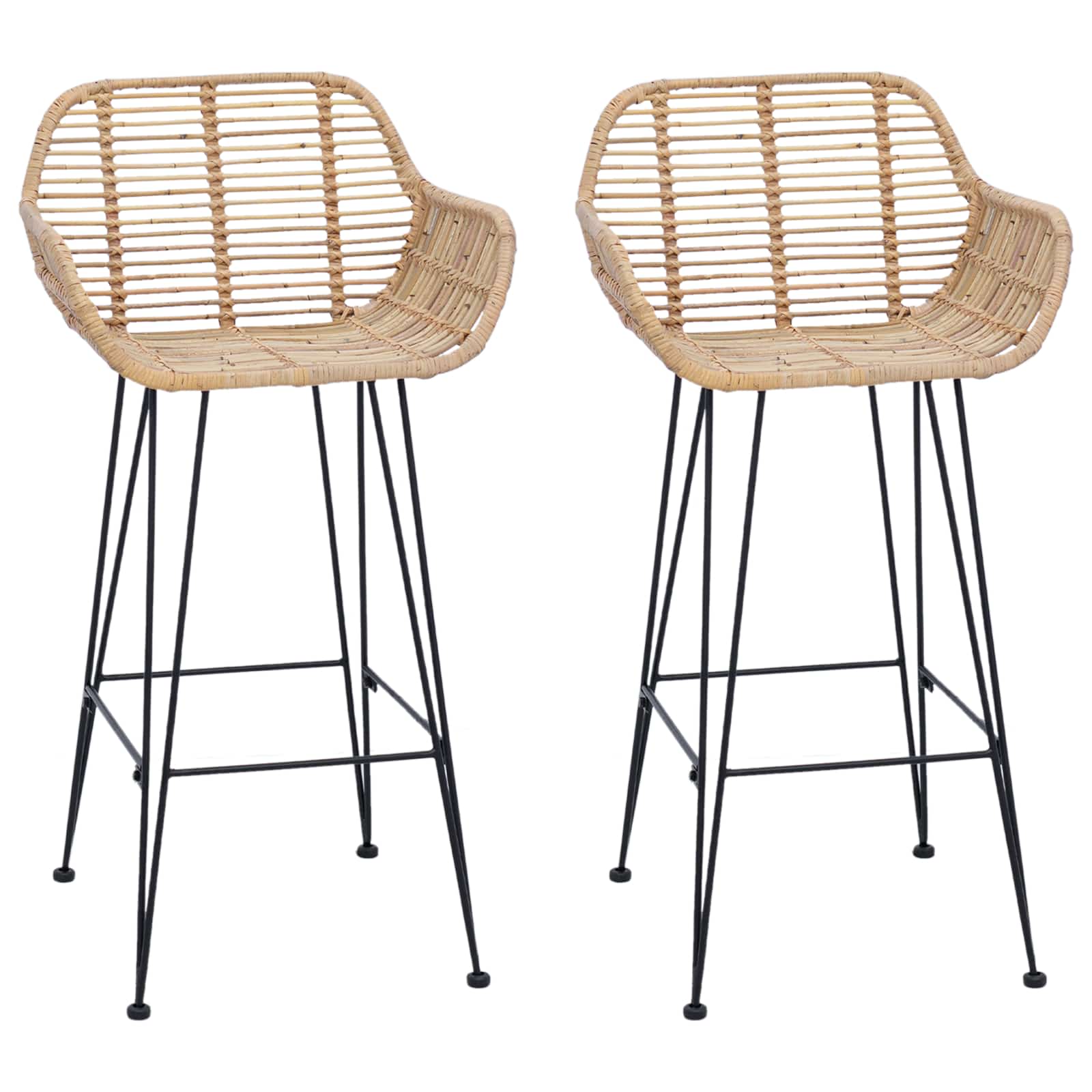 Barski stolac 2 pcs 55 x 52 x 92 cm Ratan i čelik