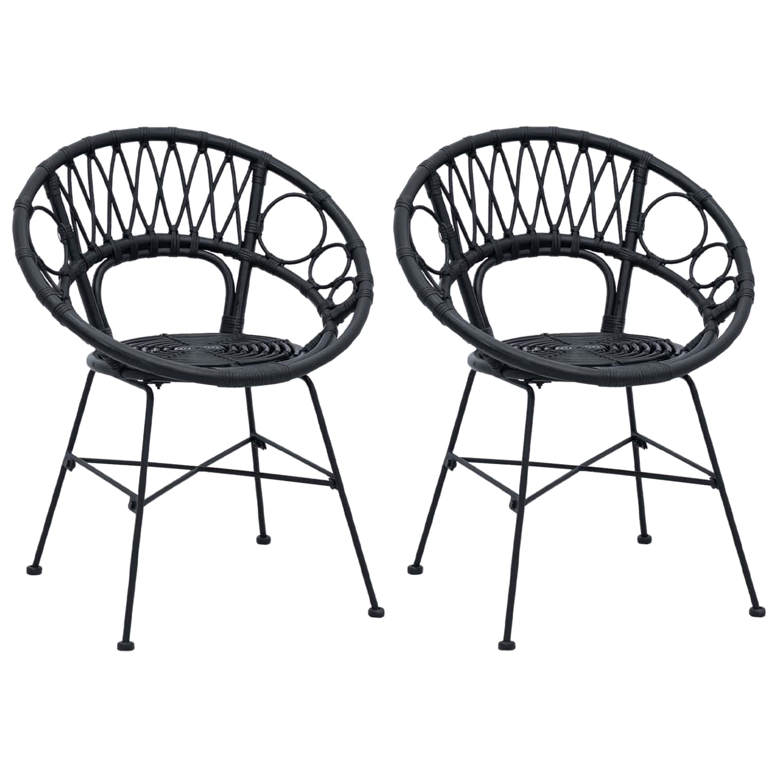 Stolac za blagovanje 2 pcs Ratan i čelik Crna 54 x 65 x 82 cm