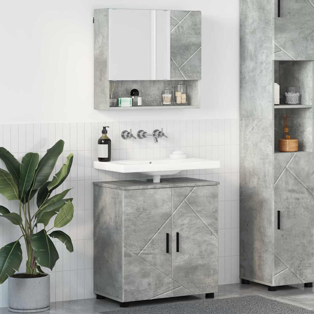 Set namještaja za kupaonicu Zidne s vratima 2 pcs Betonski sivi
