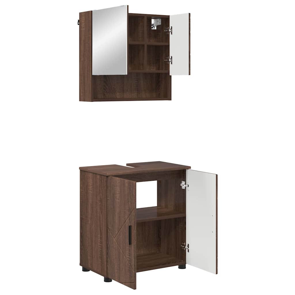 Set namještaja za kupaonicu Zidne s pohranom 2 pcs Smeđi hrast