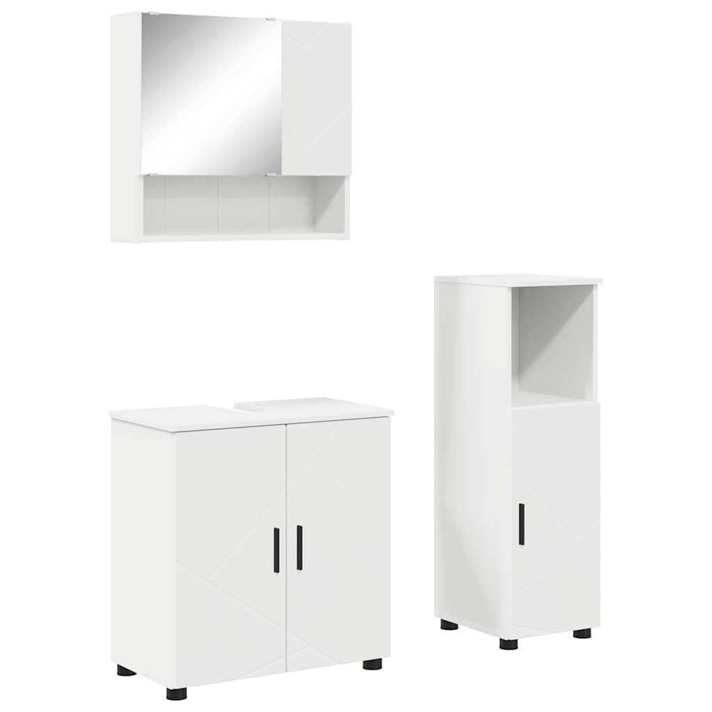 Set namještaja za kupaonicu Zidne s pohranom 3 pcs Bijelo