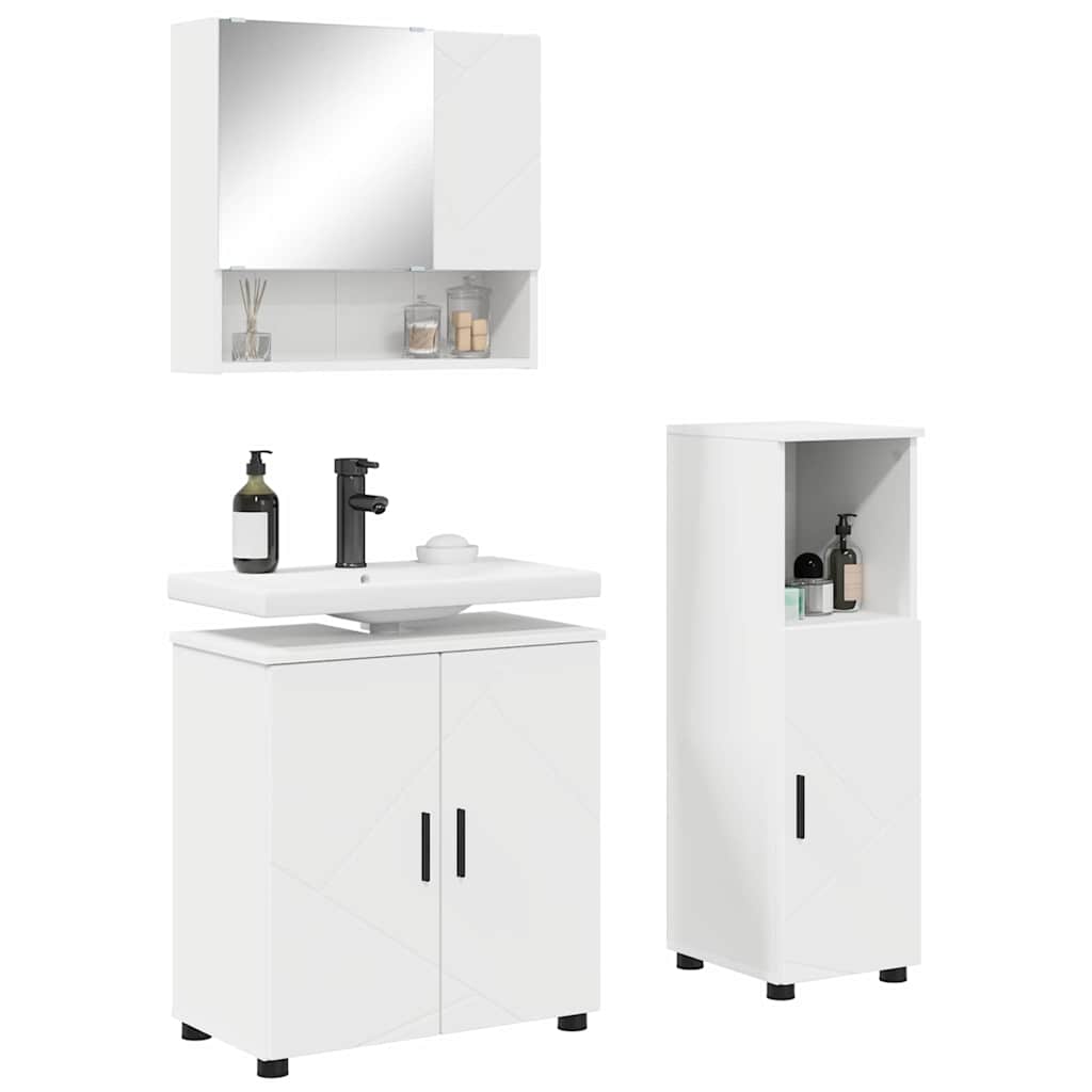 Set namještaja za kupaonicu Zidne s pohranom 3 pcs Bijelo