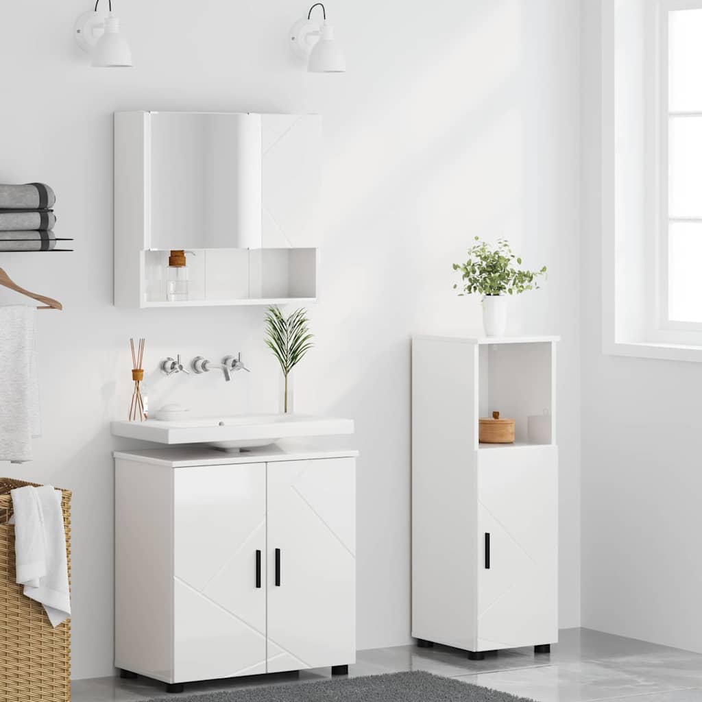 Set namještaja za kupaonicu Zidne 3 pcs Visoki sjaj bijela