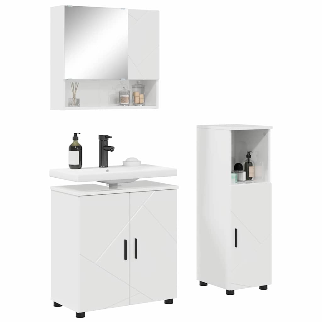Set namještaja za kupaonicu Zidne 3 pcs Visoki sjaj bijela
