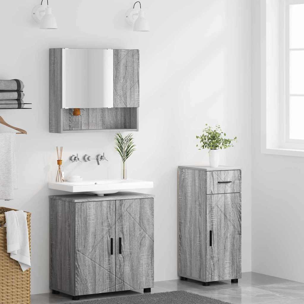 Set namještaja za kupaonicu s ladicama Zidne 3 pcs Siva Sonoma