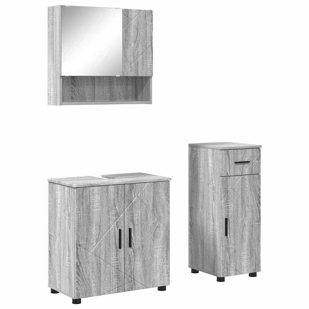 Set namještaja za kupaonicu s ladicama Zidne 3 pcs Siva Sonoma