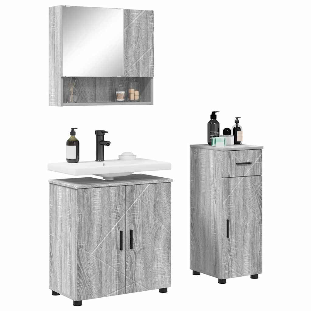 Set namještaja za kupaonicu s ladicama Zidne 3 pcs Siva Sonoma