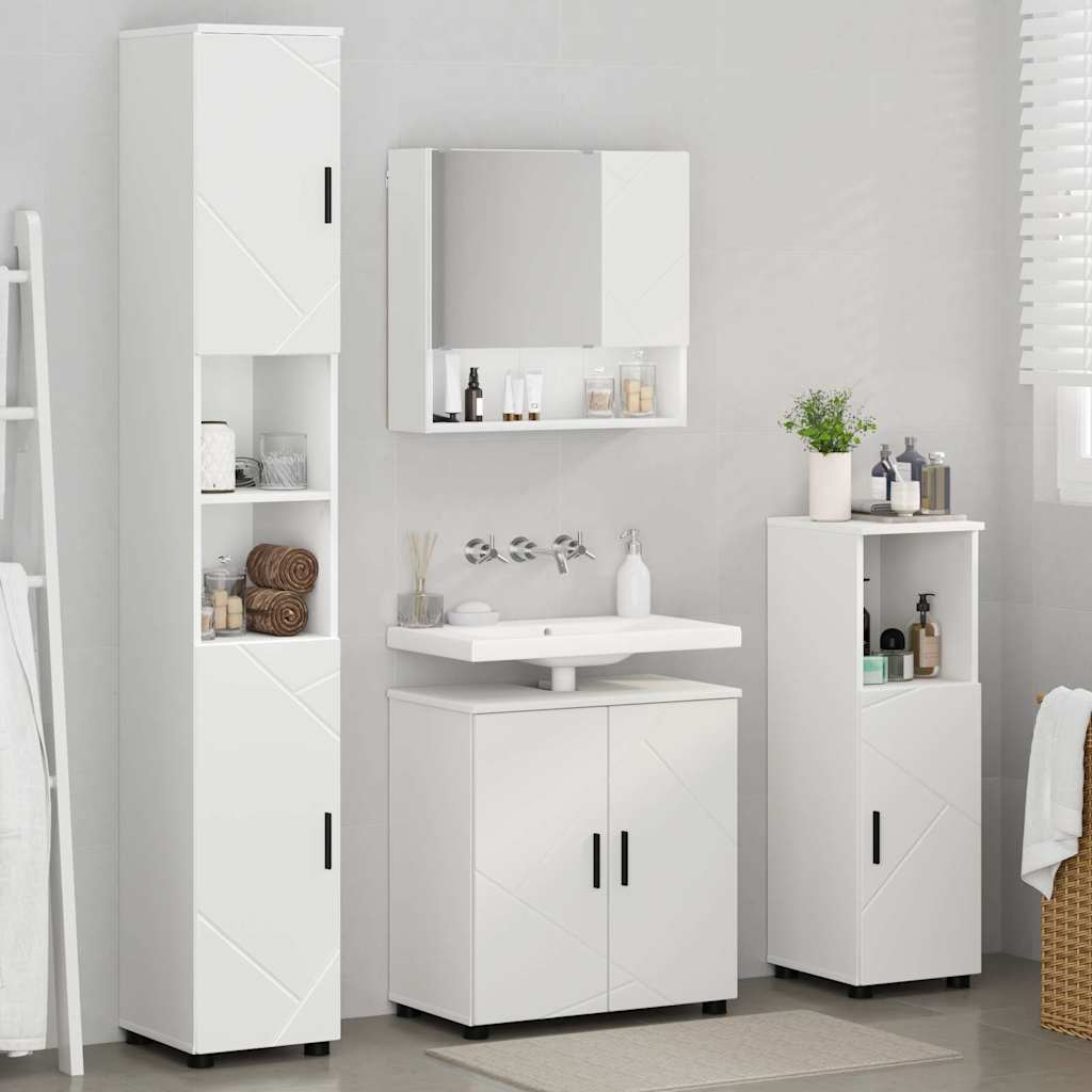 Set namještaja za kupaonicu Zidne s pohranom 4 pcs Bijelo