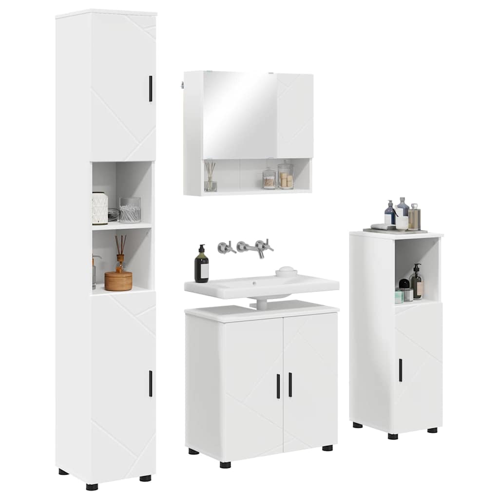 Set namještaja za kupaonicu Zidne s pohranom 4 pcs Bijelo