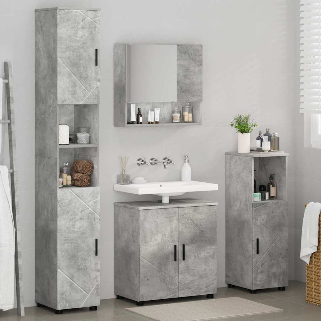 Set namještaja za kupaonicu Zidne s vratima 4 pcs Betonski sivi