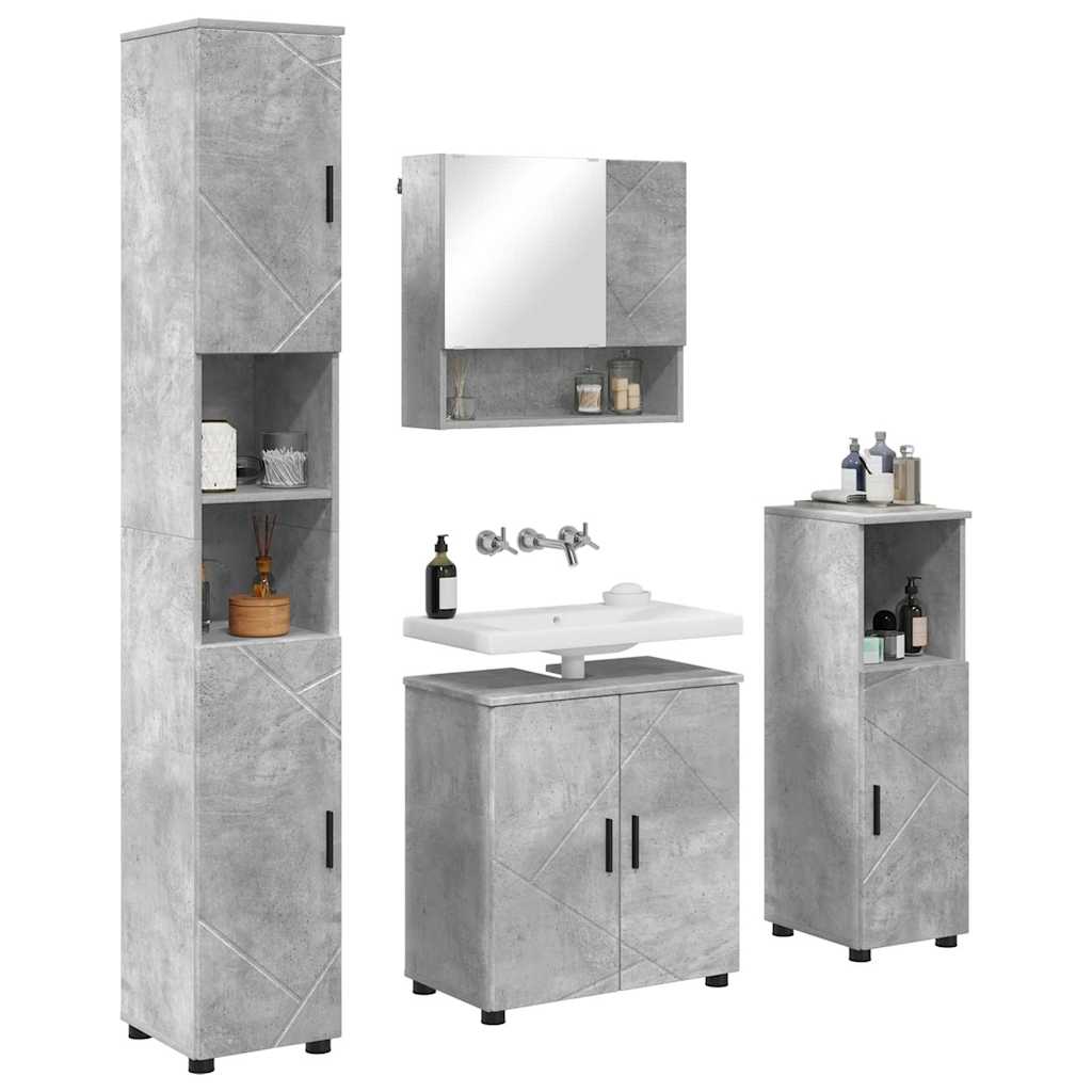 Set namještaja za kupaonicu Zidne s vratima 4 pcs Betonski sivi