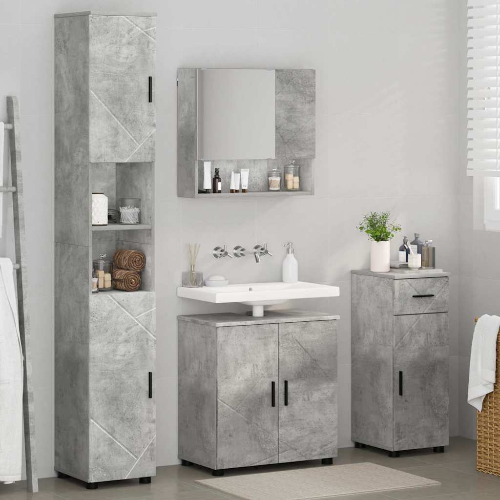 Set namještaja za kupaonicu s ladicama 4 pcs Betonski sivi