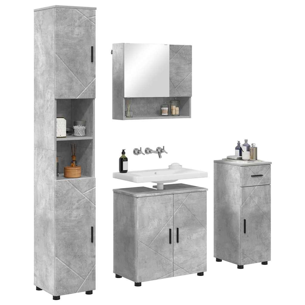 Set namještaja za kupaonicu s ladicama 4 pcs Betonski sivi