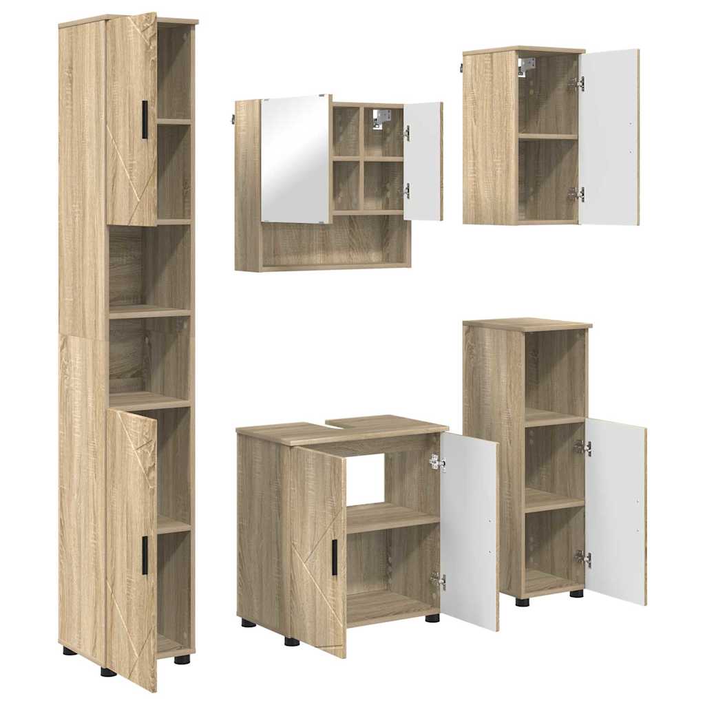 Set namještaja za kupaonicu 5 kom. Sonoma hrast 61 x 35 x 64 cm