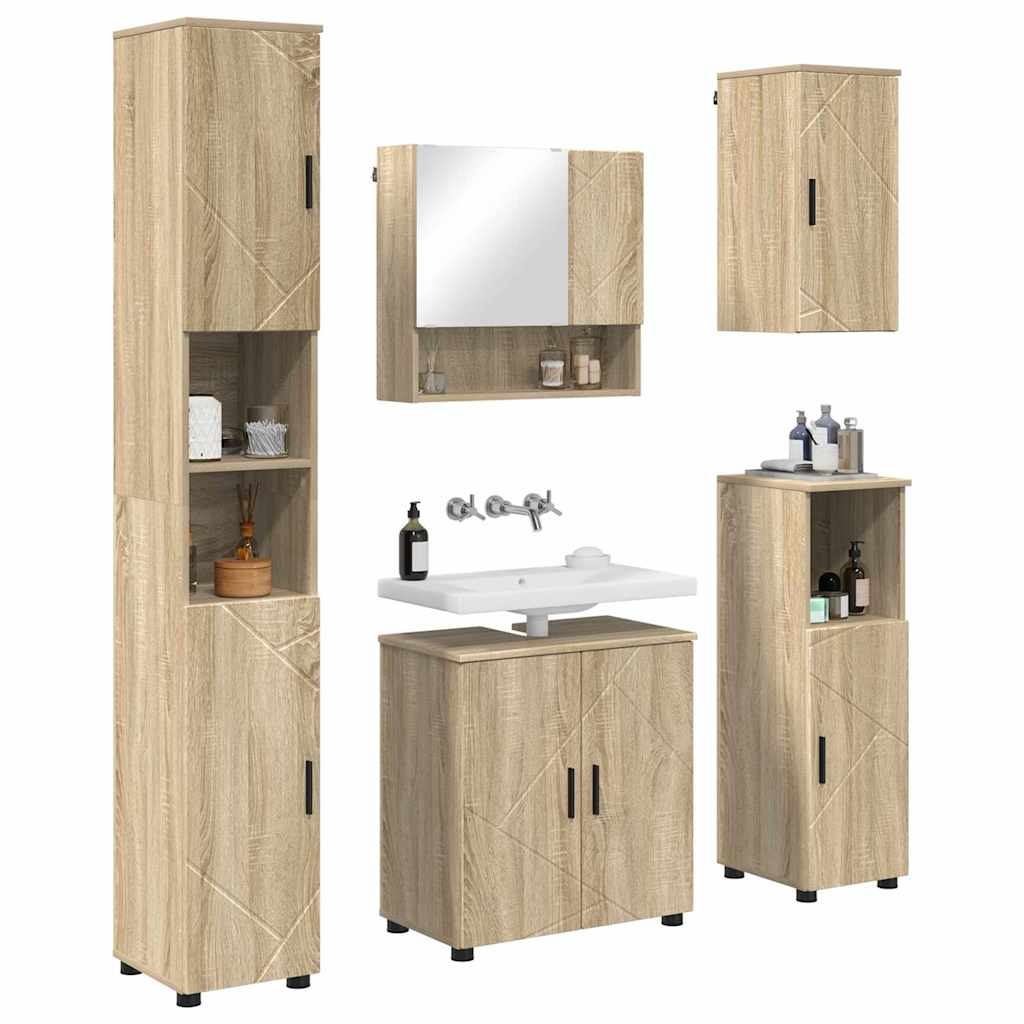 Set namještaja za kupaonicu 5 kom. Sonoma hrast 61 x 35 x 64 cm